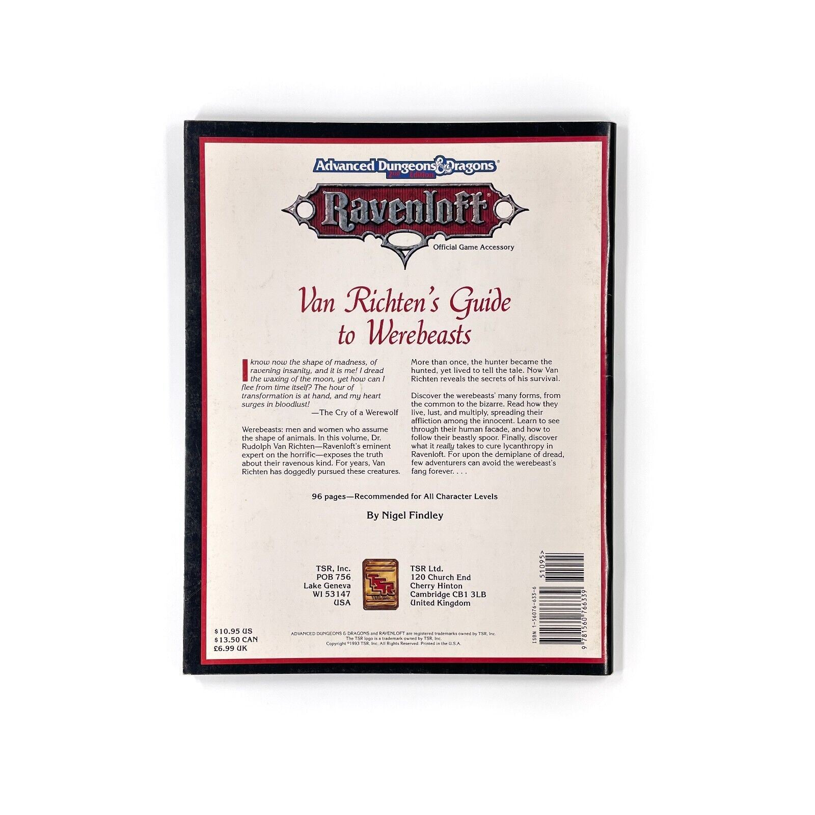 AD&D 2nd Edition - Ravenloft, Van Richten's Guide to Werebeasts 